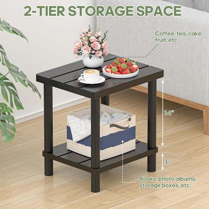 Outdoor Side Table with 2-Tier, Bamboo Small Patio Adirondack Tables | Black,Easy Assembly,Easy Maintenance,Weather Resistant,For Indoor/Outdoor/Patio/Pool/Porch