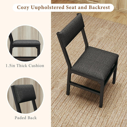 7-Piece Dining Table Set for 4-6, Extendable Kitchen Table Cushion Chairs Set of 6 with 6 Chairs, Rectangle Dining Table with Metal Frame & MDF Board, Folding for Small Apartment Saving Space,Grey Oak