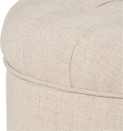Homepop Home Decor Button Tufted Woven Round Storage Ottoman Large