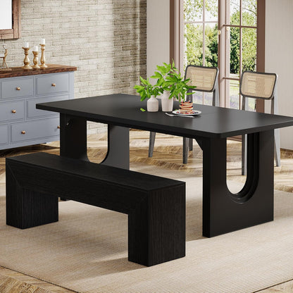 Tribesigns 47'' Wooden Entryway Bench, Farmhouse Entry Bench Seat, Indoor End of Bed Bench with Storage Capability for Living Room, Bedroom, Hallway, Easy Assembly, Black