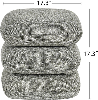 DUHOME 360°Swivel Upholstered Square Ottoman with Storage,Modern Boucle Ottoman Coffee Table with Removable Top White Vanity Stool with Storage for Bedroom, Living Room, Dark Green