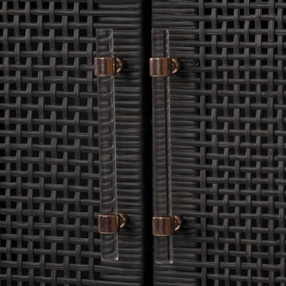 Tov Furniture Amara Charcoal Woven Rattan Wall Cabinet
