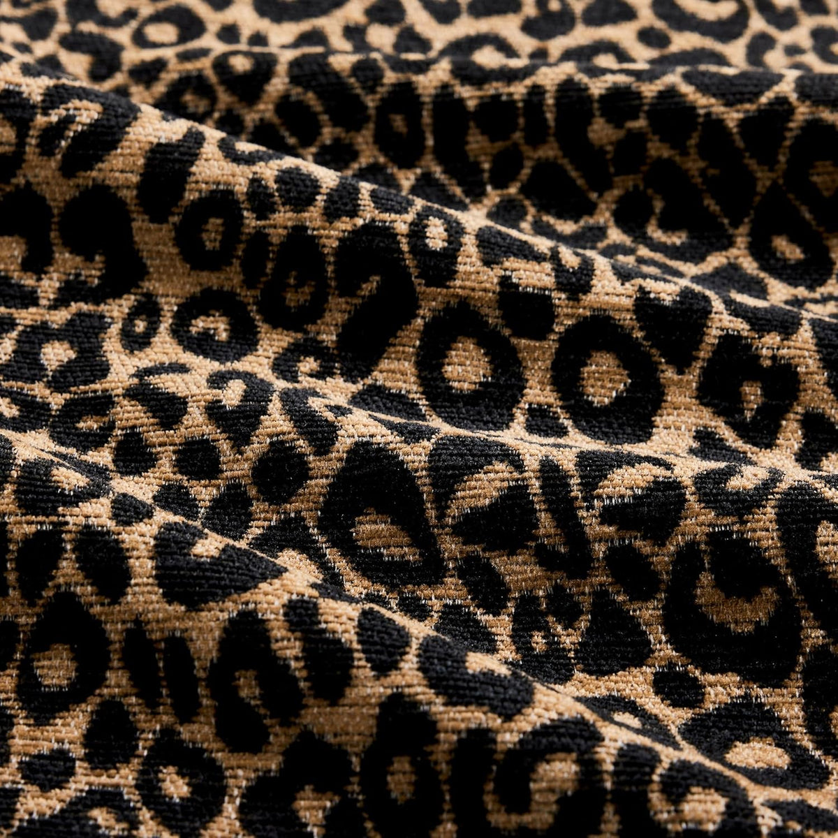 Ottoman Leopard Chenille – Brown & Black Modern Modular Footstool with Luxe Chenille Fabric, Tassel Trim, Ergonomic Support Assembly