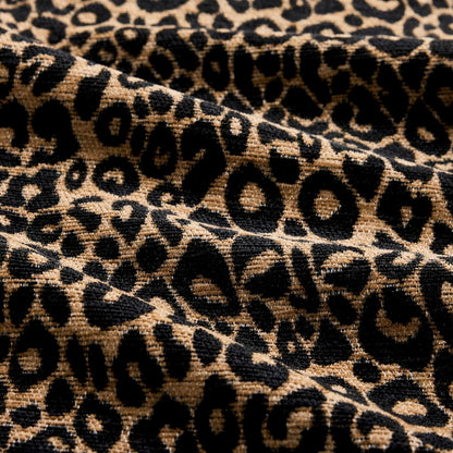 Ottoman Leopard Chenille – Brown & Black Modern Modular Footstool with Luxe Chenille Fabric, Tassel Trim, Ergonomic Support Assembly