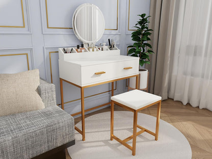 GOWE Vanity Table Set with Storage White Modern Contemporary for Bedroom Furniture