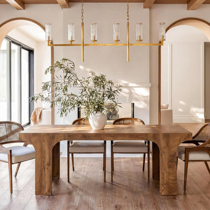 Tribesigns Large Dining Table for 6-8 People, 70.9" Long Wooden Kitchen Dinner Table Farmhouse Modern Style with Arch Design Legs, Rectangle Wooden Dinner Table for Dining Room, Natural Brown