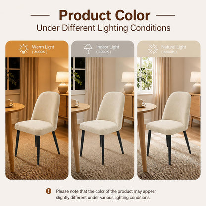 Upholstered Dining Chairs Set of 4, Chenille Fabric Modern Dining Room Chairs, Mid-Century Side Chairs, Kitchen Chairs for Living Room, Restaurant, Cafe, Comedor, Beige