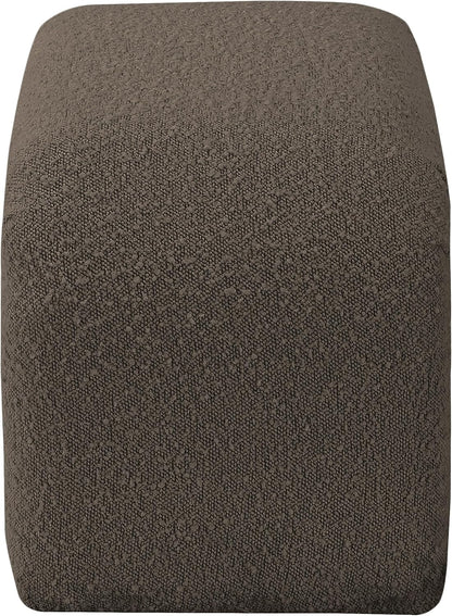 Meridian Furniture 169Brown Niagara Collection Modern | Contemporary Boucle Fabric Upholstered Bench with Rich Brown Boucle Fabric, Curved Contemporary Design, 28" W x 15.5" D x 17.5" H, Brown