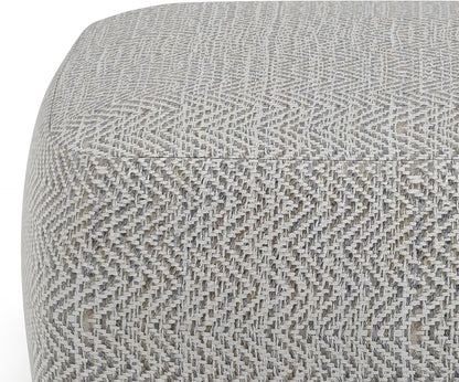 SIMPLIHOME Nate 20" Wide Square Pouf in Patterned Grey Melange Cotton