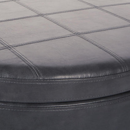 OSP Home Furnishings Alloway Storage Ottoman with Antique Bronze Nailheads, Pewter Faux Leather