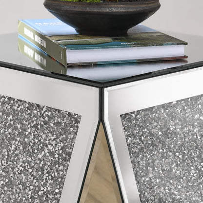 Crystal Mirrored Side Table, Living Room Side Table Sofa Couch Side Tables, Mid Century Modern End Table Accent Table, Small End Table Bedside Tables Mirrored Nightstand for Bedroom Corner