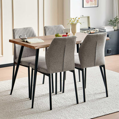 Dining Table Set for 4, Rectangle Dining Room Table Set for Small Spaces, Wood Kitchen Table and Chairs Set, Upholstered Table Chair Set, Light Brown
