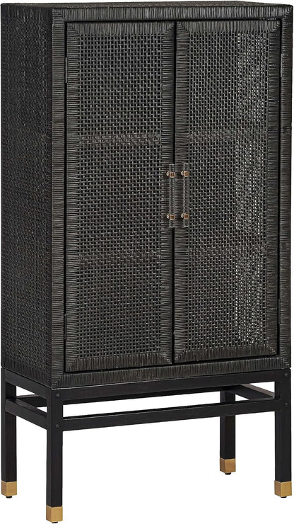Tov Furniture Amara Charcoal Woven Rattan Wall Cabinet