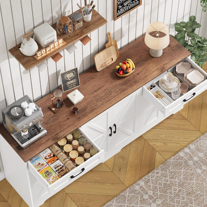 BOTLOG 71” Large Kitchen Buffet Cabinet with Adjustable Shelves