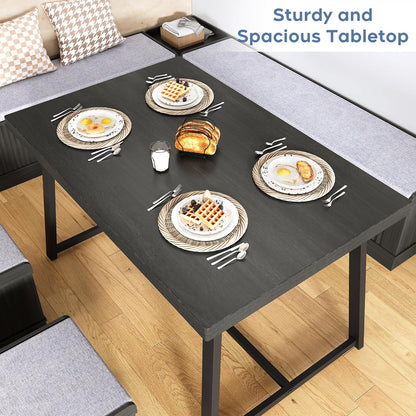 Brafab Corner Dining Table Set, 43 Inch Breakfast Nook Table Set with Bench with Hidden Storage & 2 Ottomans, 5-Piece Corner Bench Dining Table Set, Brown