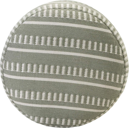 LR Home Dash and Stripe Geometric Indoor Outdoor Pouf, Green/White, 20" x 20" x 20"