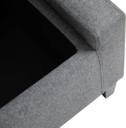 Gray Storage Ottoman with Linen Cover