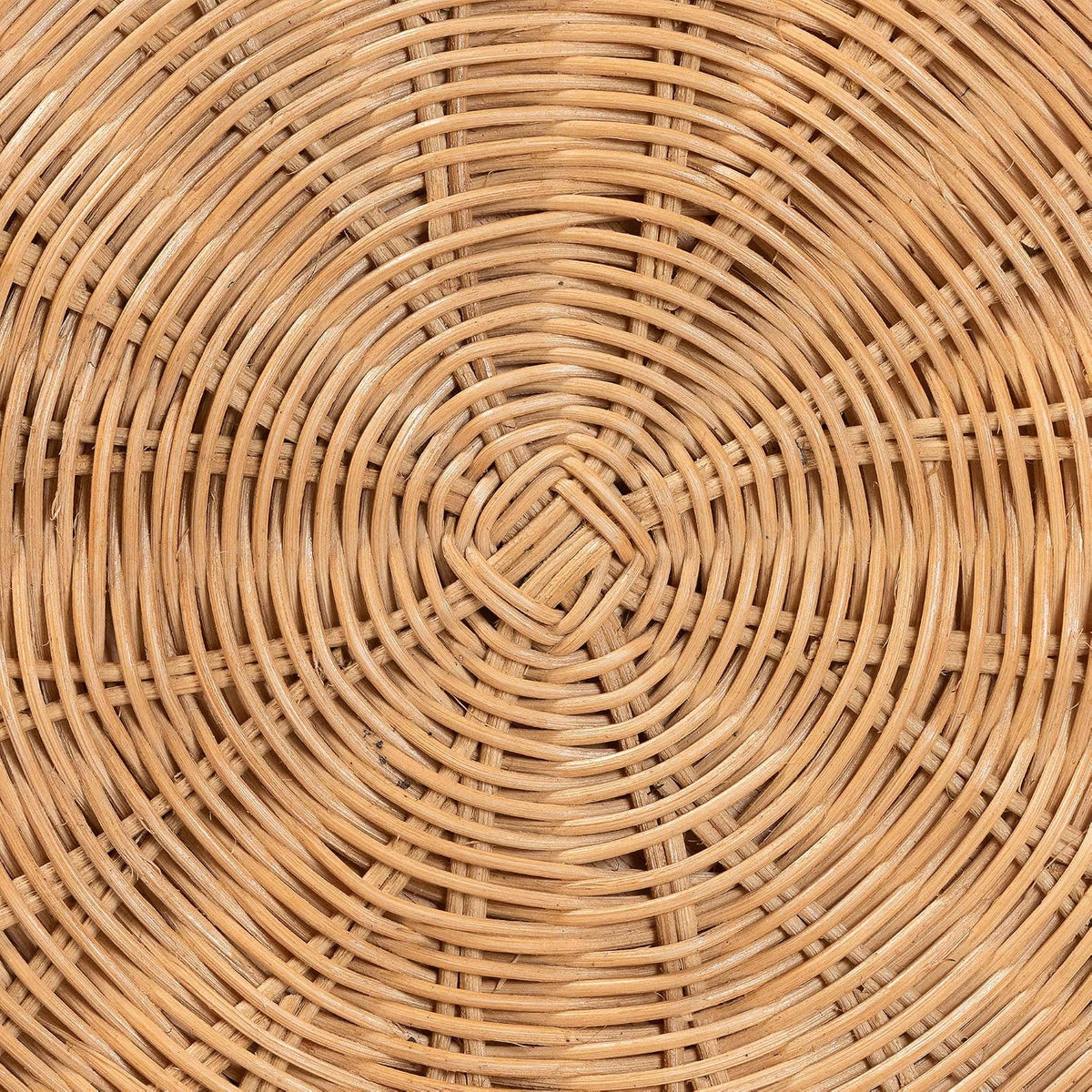 Bali & pari Caroline Round Natural Rattan End Table – Handwoven Wicker Drum Shape Accent Table for Living Room or Sunroom, Light Honey