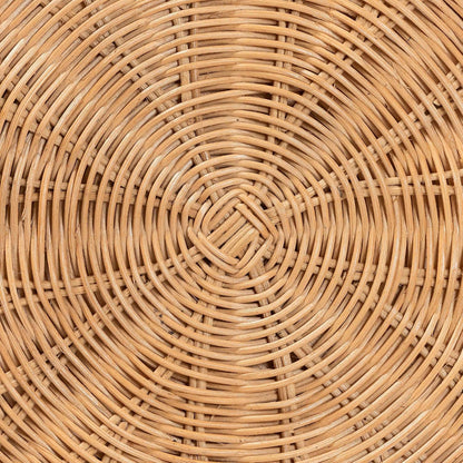 Bali & pari Caroline Round Natural Rattan End Table – Handwoven Wicker Drum Shape Accent Table for Living Room or Sunroom, Light Honey