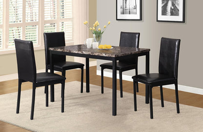 Metal Dining Table with Laminated Faux Marble Top Black - 45" Square Contemporary Kitchen Table for 4 Sturdy Metal Legs Easy Assembly