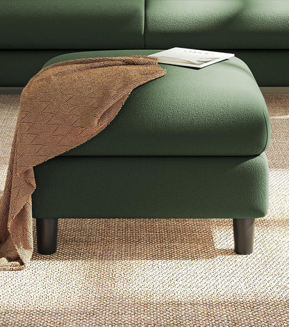 Welzona Teddy Storage Ottoman, 26.7"Large Living Room Ottoman, Coffee Table | All-Wood Ottomans with Storage, Tool-Free Setup Bench for Bedroom, for Welzona Loveseat Sofa Couch Living Room Set, Green