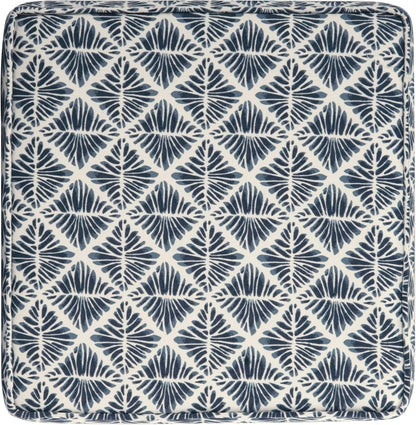 HomePop 18" Classic Square Storage Ottoman - Blue Geometric Pattern