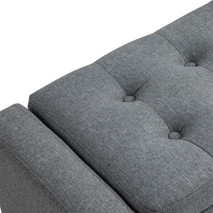 Gray Storage Ottoman with Linen Cover