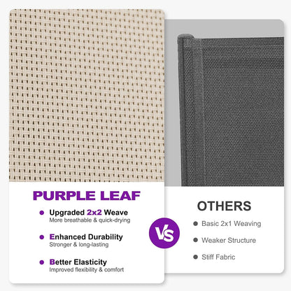PURPLE LEAF Lounge Chair Outdoor Set of 2 Chaise Lounge w/Wheels, Khaki | Quick & Easy Assembly, Quick-dry Mesh Keeps You Cool, UV-proof Weave Keeps Color Vivid, Rustproof Frame Lasts Years