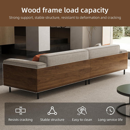 Modern 4-Seater Upholstered Fabric Sofa for Living Room, 111.8"