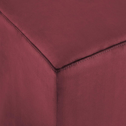 Studio Living® 18” Warren Ottoman Square Soft Velvet Bench, Stationary Ottomans, Backless Chair, Footrest for Living Room, Footstool Office, Bedroom, Padded Seat, Plum