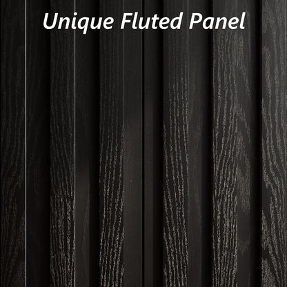 Fluted Cabinet with Storage, Buffet Cabinet Sideboard with 2 Doors, Black Buffet Storage Accent Cabinets with Adjustable Shelves for Living Room, Entry, Hallway, Kitchen