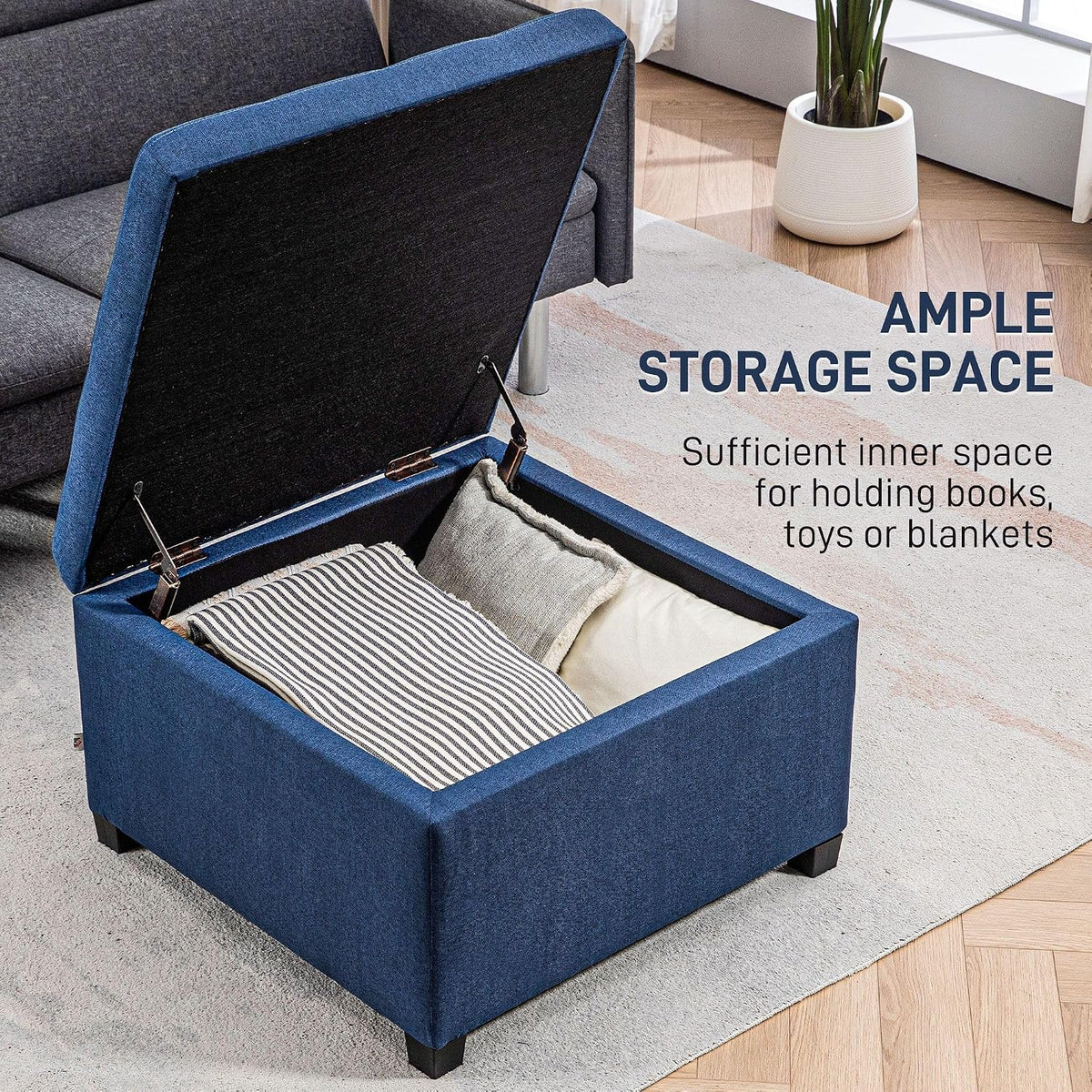Vintage Storage Ottoman with Flip-Top Seat
