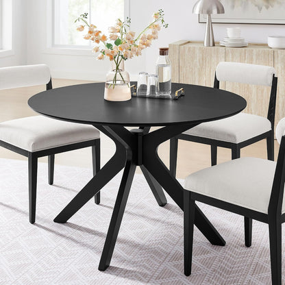 Modway Crossroads 47" Round Wood Dining Table in Black