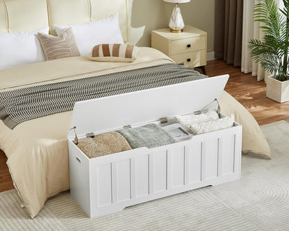 VANKILEY 51.2" Storage Chest Extra Large,Wooden Storage Bench,White | Chest with 2 Safety Hinges, 51.2*15.7*19.1inches, Wooden Trunk for Bedroom, Livingroom,Entryway,Easy Assembly.