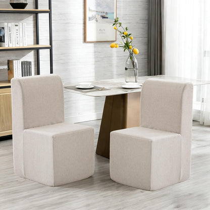 Upholstered Dining Chairs Set of 2, Modern Linen Fabric Dining Room Chairs with Mid Backrest and Padded Seat Cushion, Accent Armless Kitchen Side Chairs for Dining Room, Living Room, Reading Room