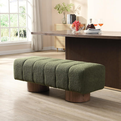 Christopher Knight Home Manila 50" Boucle Fabric Dining Bench, Rectangular Upholstery Ottoman Bench, Bedroom End of Bed Footstool, Living Room Extra Seat Footrest, No Assembly Needed, Jungle Green