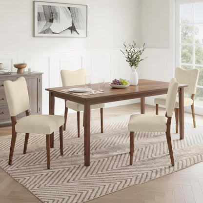 KISLOT Upholstered Dining Chairs Set of 4, Modern Velvet Kitchen Chairs with Solid Wood Legs, High Back Wooden Dining Room Chairs with Dark Walnut Color Legs for Farmhouse Kitchen Dining Room, Linen