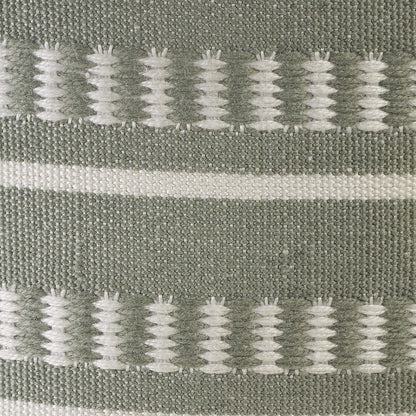 LR Home Dash and Stripe Geometric Indoor Outdoor Pouf, Green/White, 20" x 20" x 20"