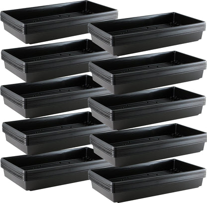 10x20 Inch Black Plastic 100 Pack Plant Propagation Tray – Growing Trays for Garden, Planting, Seedling, Soil & Hydroponic Horticulture - Microgreen Trays Grow Plants - No Drain Holes
