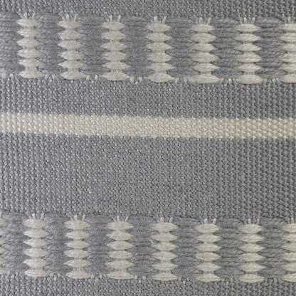 LR Home Dash and Stripe Geometric Indoor Outdoor Pouf, Blue/White, 20" x 20" x 20"