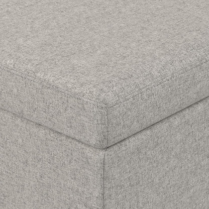 SIMPLIHOME Avalon 54" Wide Linen Look Fabric Storage Ottoman in Cloud Grey | Contemporary lift-top ottoman with high-density foam; rectangle storage bench or coffee table for living room or entryway.
