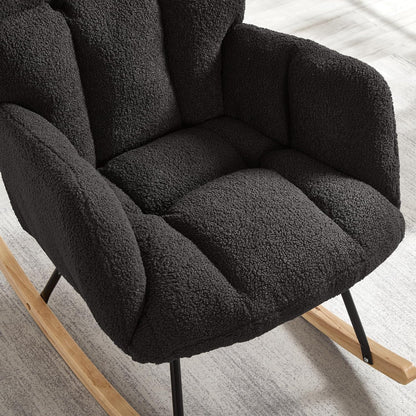 Adulto Bedroom Rocking Chair Indoor Outdoor Teddy Fabric Upholstered G,A3 | Ergonomic high back and armrests for comfort; soft teddy fabric upholstery with polyester fill; sturdy metal frame and r
