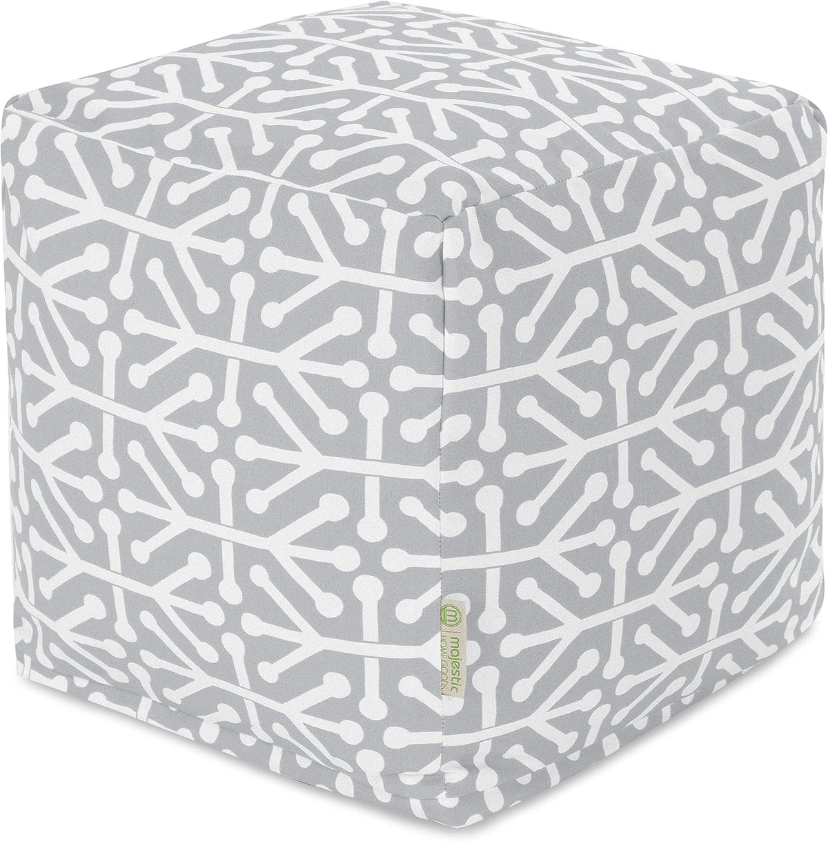 Majestic Home Goods Aruba Indoor/Outdoor Bean Bag Ottoman Pouf Cube, 17" L x 17" W x 17" H, Gray