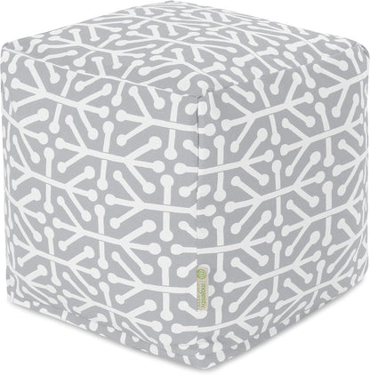 Majestic Home Goods Aruba Indoor/Outdoor Bean Bag Ottoman Pouf Cube, 17" L x 17" W x 17" H, Gray