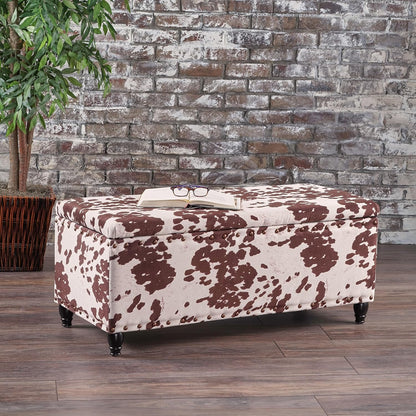 Storage Ottoman for Bedroom End of Bed, Bench Seating with Storage, Large Storage Chest for Living Room with Safety Hinge, Flip Top Benches Furniture for Entryway/Office (Cream+Dark Brown)