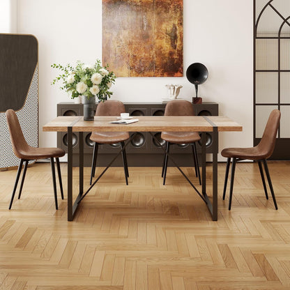 55'' Dining Table Set for 4, 4 Chair Dining Table Set | Dinner Table Set for 4,Modern Wood Kitchen Table with Fabric Chairs Set of 4,Ideal for Kitchen Dining Room
